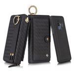 For Galaxy S9 POLA Multi-function Fashion Weave Magnetic Horizontal Flip Leather Case with Card Slots & Wallet & Photo Frame & Lanyard(Black)