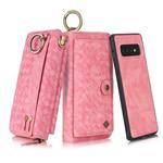 For Galaxy S10+ POLA Multi-function Fashion Weave Magnetic Horizontal Flip Leather Case with Card Slots & Wallet & Photo Frame & Lanyard(Pink)