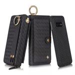 For Galaxy S10e POLA Multi-function Fashion Weave Magnetic Horizontal Flip Leather Case with Card Slots & Wallet & Photo Frame & Lanyard(Black)
