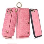 For iPhone 7 Plus / 8 Plus POLA Multi-function Fashion Weave Magnetic Horizontal Flip Leather Case with Card Slots & Wallet & Photo Frame & Lanyard(Pink)
