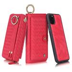 For iPhone 11 Pro POLA Multi-function Fashion Weave Magnetic Horizontal Flip Leather Case with Card Slots & Wallet & Photo Frame & Lanyard(Red)