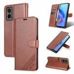 For OPPO A36 4G / A76 4G AZNS Sheepskin Texture Flip Leather Phone Case(Brown)