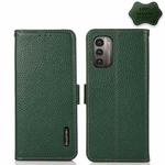 For Nokia G21 / G11 4G KHAZNEH Side-Magnetic Litchi Genuine Leather RFID Phone Case(Green)