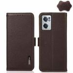 For OnePlus Nord CE 2 5G KHAZNEH Side-Magnetic Litchi Genuine Leather RFID Phone Case(Brown)