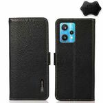 For OPPO Realme 9 Pro+ KHAZNEH Side-Magnetic Litchi Genuine Leather RFID Phone Case(Black)