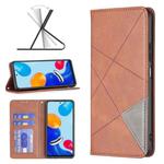 For Xiaomi Redmi Note 11 International Version Prismatic Invisible Magnetic Leather Phone Case(Brown)