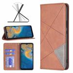 For ZTE Blade A51 Prismatic Invisible Magnetic Leather Phone Case(Brown)