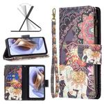 For Motorola Moto G31 / G41 Colored Drawing Pattern Zipper Leather Phone Case(Flower Elephants)