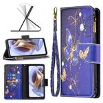 For Motorola Moto G31 / G41 Colored Drawing Pattern Zipper Leather Phone Case(Purple Butterfly)