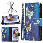 For Motorola Moto G31 / G41 Colored Drawing Pattern Zipper Leather Phone Case(Gold Butterfly)