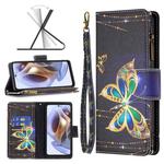 For Motorola Moto G31 / G41 Colored Drawing Pattern Zipper Leather Phone Case(Big Butterfly)