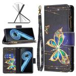 For OPPO A36 4G / A96 4G / A76 4G / K10 4G / Realme 9i Colored Drawing Pattern Zipper Leather Phone Case(Big Butterfly)