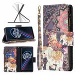 For OPPO Realme 9 Pro+ Colored Drawing Pattern Zipper Leather Phone Case(Flower Elephants)