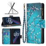 For OPPO Realme 9 Pro+ Colored Drawing Pattern Zipper Leather Phone Case(Plum Blossom)