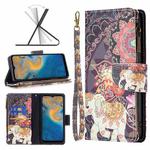 For ZTE Blade A51 Colored Drawing Pattern Zipper Leather Phone Case(Flower Elephants)