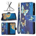 For ZTE Blade A51 Colored Drawing Pattern Zipper Leather Phone Case(Gold Butterfly)