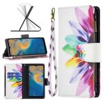 For ZTE Blade A51 Colored Drawing Pattern Zipper Leather Phone Case(Sun Flower)