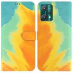 For OPPO Realme 9 Pro Watercolor Pattern Horizontal Flip Leather Phone Case(Autumn Leaf Color)
