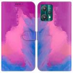 For OPPO Realme 9 Pro+ Watercolor Pattern Horizontal Flip Leather Phone Case(Purple Red)