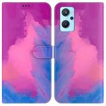 For OPPO Realme 9i / A36 / A76 Watercolor Pattern Horizontal Flip Leather Phone Case(Purple Red)