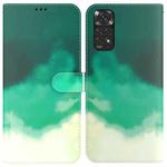 For Xiaomi Redmi Note 11 Foreign Version / Note 11S Watercolor Pattern Horizontal Flip Leather Phone Case(Cyan Green)