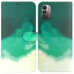 For Nokia G21 / G11 Watercolor Pattern Horizontal Flip Leather Phone Case(Cyan Green)