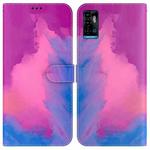 For ZTE Blade A72 / V40 Vita Watercolor Pattern Horizontal Flip Leather Phone Case(Purple Red)