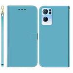 For OPPO Reno7 Pro 5G Imitated Mirror Surface Horizontal Flip Leather Phone Case(Blue)