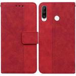 For Huawei P30 Lite / nova 4e Geometric Embossed Leather Phone Case(Red)