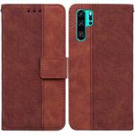 For Huawei P30 Pro Geometric Embossed Leather Phone Case(Brown)