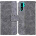 For Huawei P30 Pro Geometric Embossed Leather Phone Case(Grey)