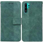 For Huawei P30 Pro Geometric Embossed Leather Phone Case(Green)