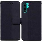 For Huawei P30 Pro Geometric Embossed Leather Phone Case(Black)