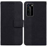 For Huawei P40 Pro Geometric Embossed Leather Phone Case(Black)