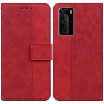 For Huawei P40 Pro Geometric Embossed Leather Phone Case(Red)