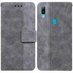 For Huawei Y6 2019 Geometric Embossed Leather Phone Case(Grey)