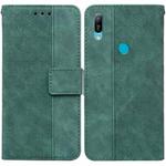 For Huawei Y6 2019 Geometric Embossed Leather Phone Case(Green)