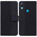 For Huawei Y6 2019 Geometric Embossed Leather Phone Case(Black)