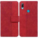 For Huawei Y6 2019 Geometric Embossed Leather Phone Case(Red)