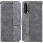 For Huawei P smart 2021 / Y7a Geometric Embossed Leather Phone Case(Grey)