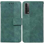 For Huawei P smart 2021 / Y7a Geometric Embossed Leather Phone Case(Green)
