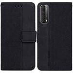 For Huawei P smart 2021 / Y7a Geometric Embossed Leather Phone Case(Black)