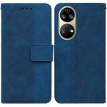 For Huawei P50 Geometric Embossed Leather Phone Case(Blue)