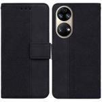 For Huawei P50 Geometric Embossed Leather Phone Case(Black)