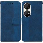 For Huawei P50 Pro Geometric Embossed Leather Phone Case(Blue)