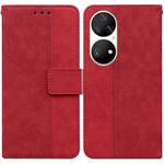 For Huawei P50 Pro Geometric Embossed Leather Phone Case(Red)