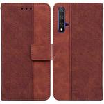 For Honor 20 / Huawei nova 5T Geometric Embossed Leather Phone Case(Brown)
