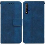 For Honor 20 / Huawei nova 5T Geometric Embossed Leather Phone Case(Blue)