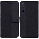 For Honor 20 / Huawei nova 5T Geometric Embossed Leather Phone Case(Black)