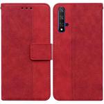 For Honor 20 / Huawei nova 5T Geometric Embossed Leather Phone Case(Red)